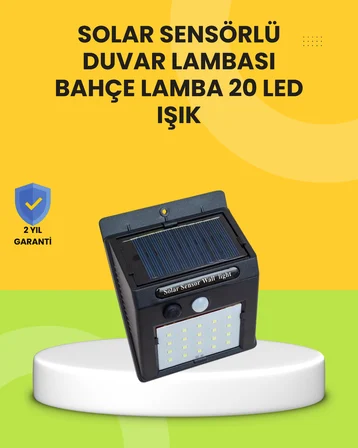 Güneş Paneli ile Şarj Olan 20 LED Dış Mekan Hareket Sensörlü Lamba - Lisinya