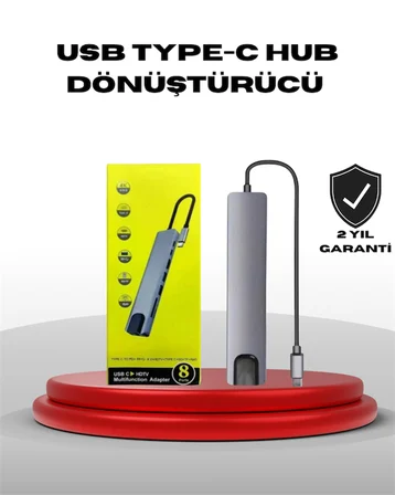 4K HDMI Çıkışlı, Gigabit Ethernet'li USB‑C Çoklu Port Hub - Lisinya