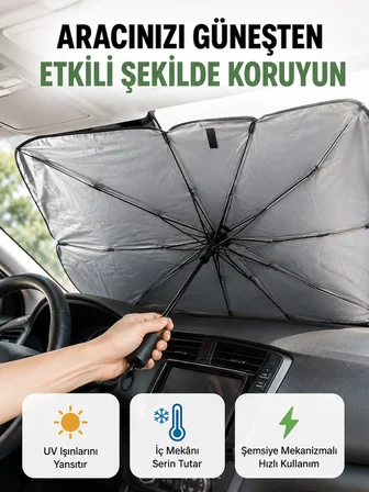 Katlanabilir Oto Güneşlik – Pratik, Dayanıklı, UV Koruyucu Tasarım Yeni Nesil - Lisinya