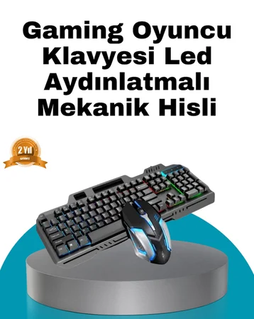 Mekanik Oyuncu Seti – LED Işıklandırma ve Ergonomik Mouse - Lisinya