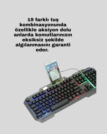 Mekanik Oyuncu Seti – LED Işıklandırma ve Ergonomik Mouse - Lisinya
