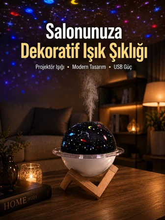 Gece lambası özellikli taşınabilir nemlendirici ve aromaterapi cihazı USB girişli - Lisinya