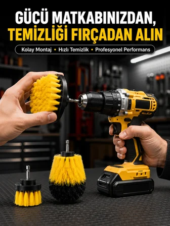 Matkap Uyumlu Temizlik Fırçası Seti 3’lü Çok Amaçlı - Lisinya