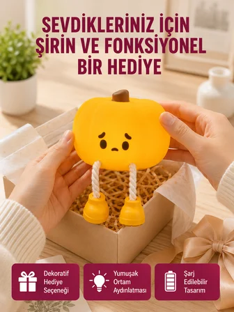 Şarjlı Pumpkin LED Masa Lambası Zamanlayıcılı Dokunmatik Yeni Nesil - Lisinya