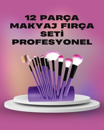 12 Parça Yumuşak Kıllı Makyaj Fırçası Seti Yüz ve Göz Makyajına Uygun Profesyonel Kullanım - Lisinya