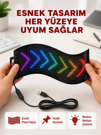 USB Destekli LED Mağaza Tabelası – Renkli RGB Kayan Yazı Paneli - Lisinya