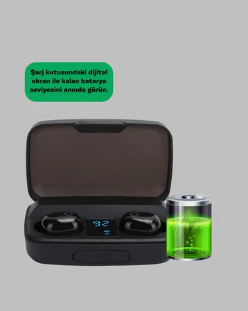 Dokunmatik Kontrollü ABS Malzemeli Bluetooth Kulaklık + Yüksek Kapasiteli Kutu - Lisinya