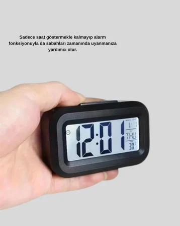 Fotoselli Dijital Masa Saati Aydınlatmalı Alarm ve Tarih Göstergeli - Lisinya