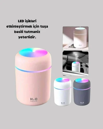 Taşınabilir USB Mini Nemlendirici – LED Aydınlatmalı, Çift Püskürtme Modu - Lisinya