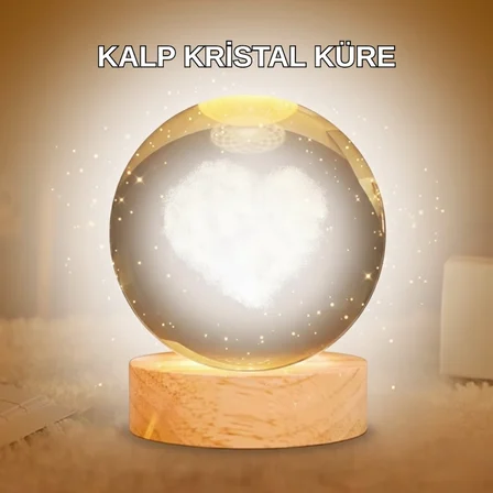 Kalpli LED Işıklı Cam Küre Büyük Boy Kristal Tasarım - Lisinya