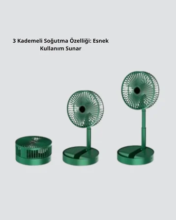 Taşınabilir Şarjlı Mini Fan – Katlanabilir Gövde, 3 Hız Kademesi - Lisinya