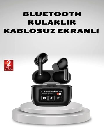 Aktif Gürültü Engelleme (ANC) Kablosuz Bluetooth Kulaklık – Dijital Ekranlı, Dokunmatik ve Uzun Pil 