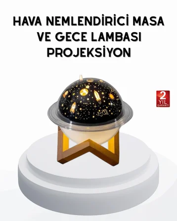 USB Mini Hava Nemlendirici ve Projeksiyon Lamba – Taşınabilir, Sessiz, Dekoratif Aromaterapi Cihazı 