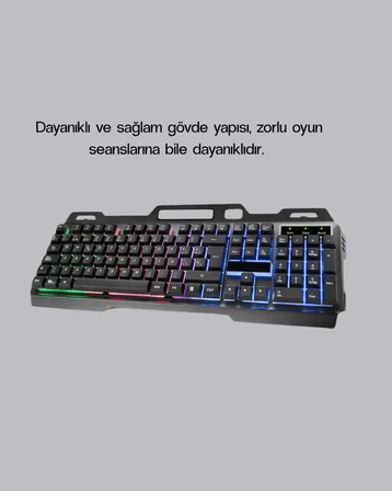 Profesyonel Oyuncu Klavye Mouse Seti – RGB Işıklı, Türkçe Q, DPI Ayarlı, Dayanıklı Gövde - Lisinya