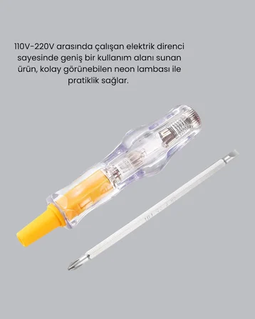110-220V Elektrik Test Kalemi Korozyona Dayanıklı Nikel Kaplamalı - Lisinya