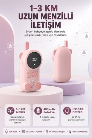 Bebek Telsizi LCD Ekran VOX İki Yönlü İletişim USB Şarj Hafif - Lisinya