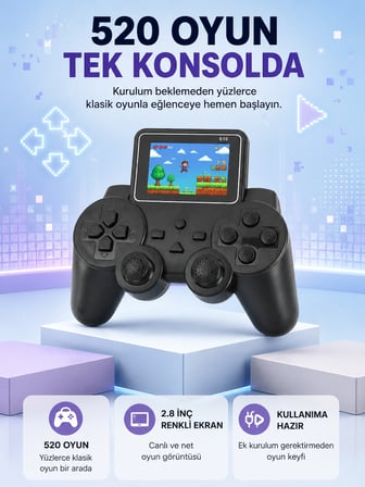 S10 Retro Oyun Konsolu Taşınabilir 2.8 İnç Ekran Ergonomik Nostalji Yeni Nesil - Lisinya