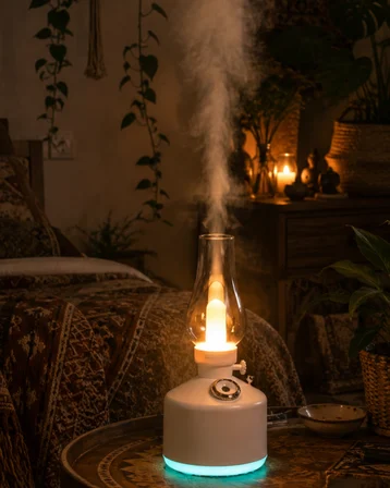 LED Işıklı Vintage Hava Nemlendirici Aromaterapi Difüzörü USB Şarjlı - Lisinya