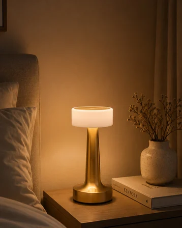 Gold Kare LED Masa Lambası Şarjlı Dimmer Kontrollü Dekoratif Işık - Lisinya