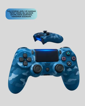 Kablosuz PS4 Oyun Kolu Çift Motor Titreşimli Uzun Bataryalı - Lisinya