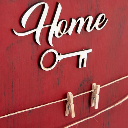 Dekoratif Home Keys Ahşap Resimlik ve Notluk (Kırmızı) ( Lisinya )