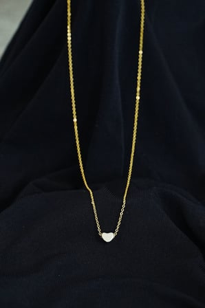 Taşsız Kalpli Kolye Gold Renk