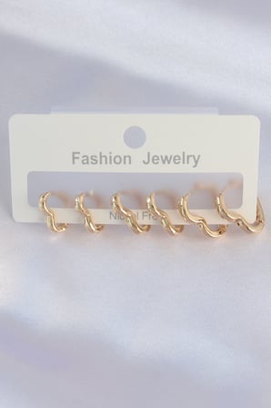 Pirinç Gold Renk Kalp Model Küpe Seti - Lisinya