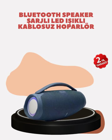 Renkli LED Efektli Suya Dayanıklı Taşınabilir Kablosuz Hoparlör - Lisinya