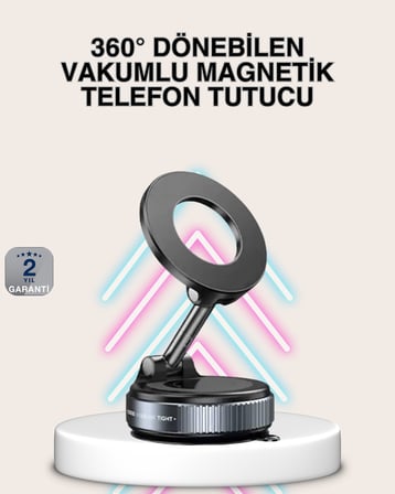 Güçlü Mıknatıslı Vakumlu Araç Telefon Tutucu Alüminyum Gövde - Lisinya