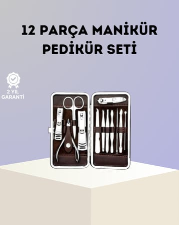 Paslanmaz Çelik Çok Fonksiyonlu 12 Manikür Seti - Lisinya