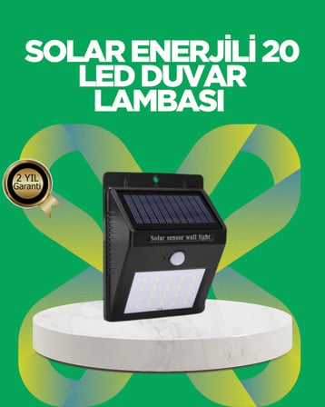 Solar Enerjili 20 LED Hareket Sensörlü Duvar Lambası - Lisinya