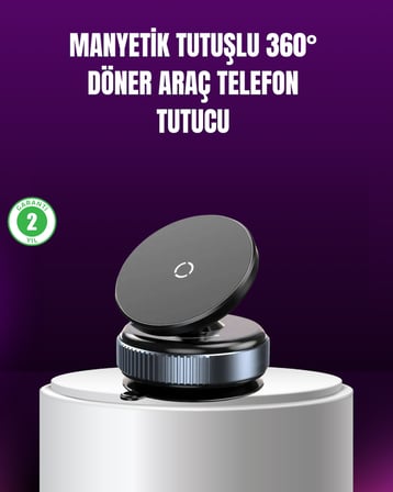 Araç İçi Manyetik Telefon Tutucu 360° Döner Vakumlu Stand - Lisinya