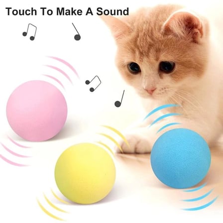 Sesli ve Akıllı Kedi Oyuncak Topu - 50 mm, Hayvan Sesli, Eğlenceli Kedi Oyuncağı ( Lisinya )