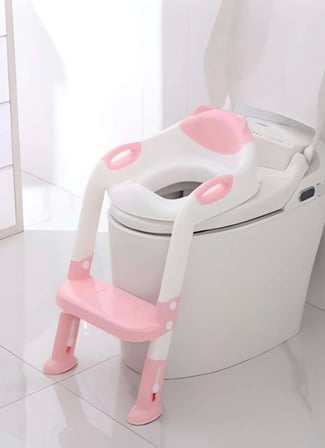 Softy Merdivenli Tuvalet Adaptörü - Çocuğunuz İçin Güvenli ve Konforlu Tuvalet Eğitimi Pembe ( Lisin