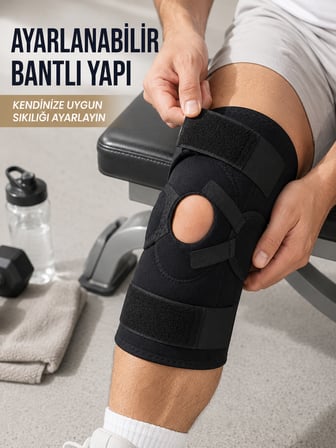 Yan Destekli Ligamentli Dizlik Açık Patella Ayarlanabilir Spor ve Günlük Kullanım - Lisinya