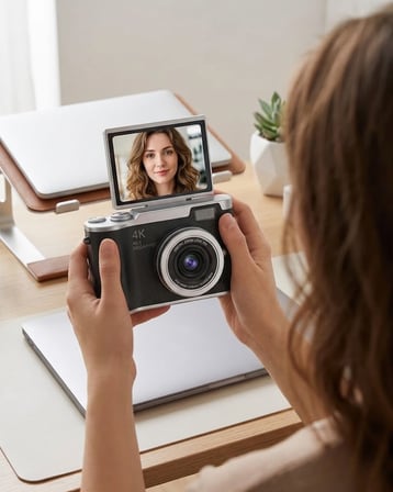 Kompakt 4K Dijital Kamera 48 MP Sensör 8X Zoom Flip Ekran Vlog ve Selfie Uyumlu - Lisinya
