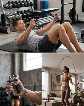 Ev Spor Seti Atlama İpi El Yayı Karın Egzersiz Aleti Fitness Seti - Lisinya