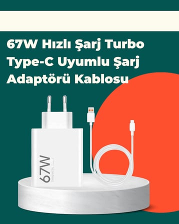 Güvenli ve Hızlı Şarj İçin 67W Turbo Adaptör Type-C Kablo ile - Lisinya
