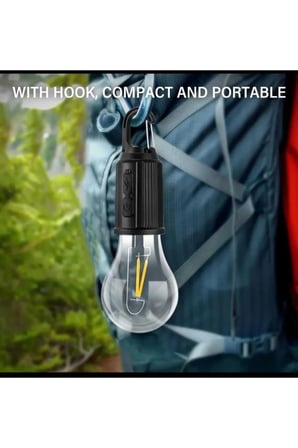 Taşınabilir Şarjlı Led Ampül Outdoor Kamp Bahçe Lambası 10W Askılı Kırılmaz Led Işık ( Lisinya )