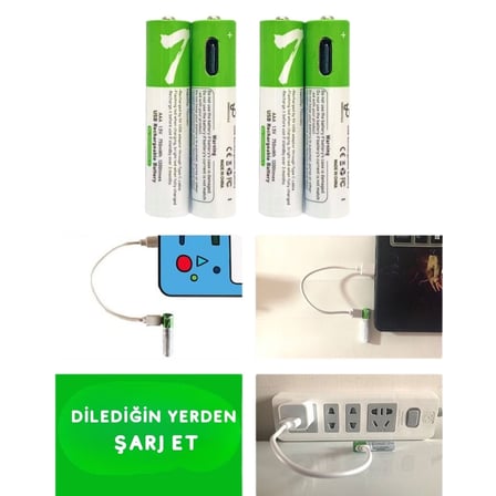 Type-C ile Şarjolabilen 4 lü AAA 1.5V Lityum İnce Şarjlı Kalem Pil 750 mAH Uzun Ömürlü ( Lisinya )