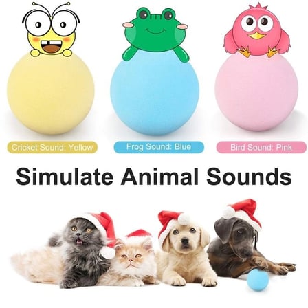 Sesli ve Akıllı Kedi Oyuncak Topu - 50 mm, Hayvan Sesli, Eğlenceli Kedi Oyuncağı ( Lisinya )