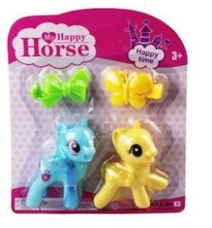 L-34-10 - PONY 2 Lİ FİGÜR SET TOKALI KARTELA MAVİ (Lisinya)