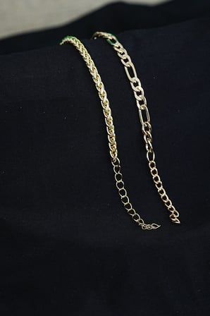 Kombin Bileklik Gold Renk Şavin ve Burgu Model
