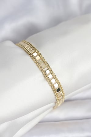 316L Çelik Gold Renk Pullu Zincir Model Kadın Bileklik - Lisinya