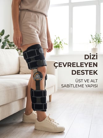 Ayarlanabilir Açı Kontrollü Dizlik Yan Destekli Menteşeli Diz Sabitleme Aparatı - Lisinya