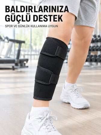 Ayarlanabilir Baldır Desteği Siyah Çift Bantlı Spor ve Yürüyüş Baldırlığı - Lisinya