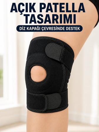 Patella Destekli Kısa Dizlik Ayarlanabilir Bantlı Diz Koruyucu Destek - Lisinya