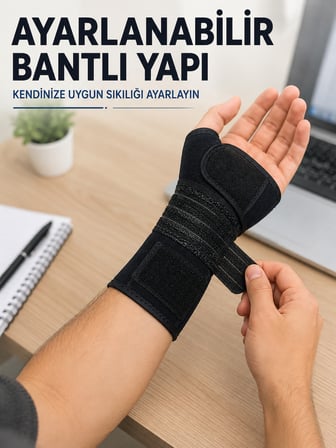 Metal Destekli El Bilek Ateli Ayarlanabilir Bantlı Bileklik Başparmak Açık - Lisinya