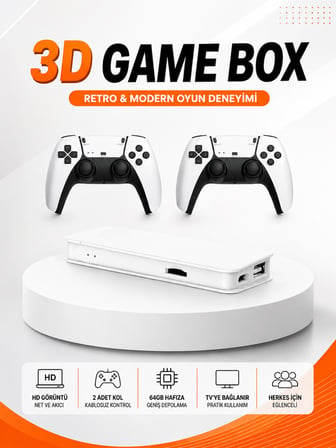 3D ve 4K Görüntü Kaliteli Çok Oyunculu Retro Oyun Konsolu - Lisinya