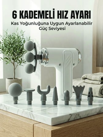 Profesyonel Kas Gevşetici Masaj Tabancası 8 Değiştirilebilir Başlıklı Kablosuz Masaj Cihazı - Lisiny